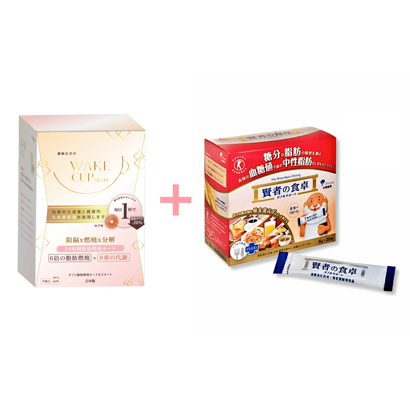 WAKE CUP SLIM - 極・阻隔 (專利長效阻隔澱糖油脂)【1盒入】 + 賢者之食卓(阻澱粉 隔油份)【1盒入】