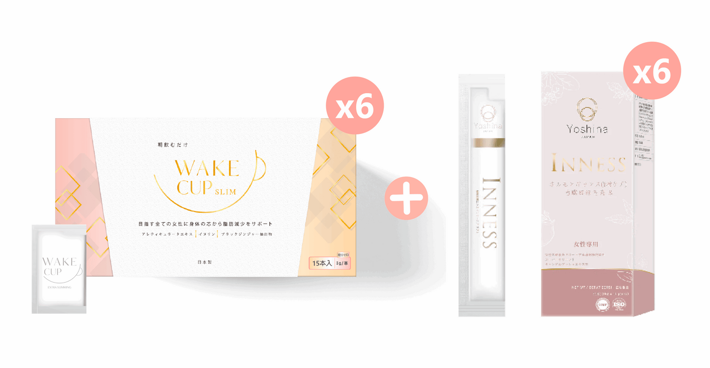 WAKE CUP SLIM - 極・阻隔 (專利長效阻隔澱糖油脂) + Inness祛痘美肌飲(內分泌調理精華)【6+6】
