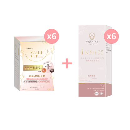 WAKE CUP SLIM - 極・阻隔 (專利長效阻隔澱糖油脂） + Inness祛痘美肌飲(內分泌調理精華)【6+6】