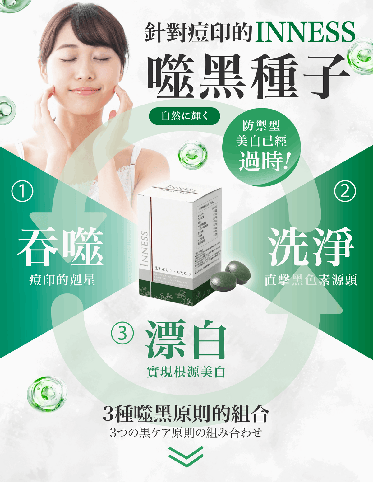 Inness 痘印種子|痘印丸|暗瘡印剋星|噬黑因子|強力除印除斑