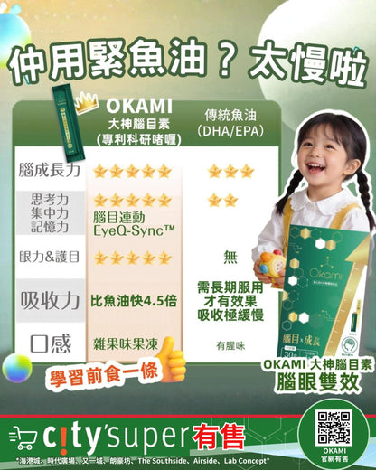 OKAMI 大神腦目素 專利腦眼雙效 腦目連動 提升思考力 集中力 眼力